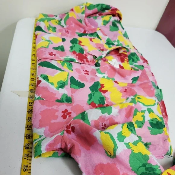 Charter Club Womens Long Sleeve Linen Button Up Top Size 2X Floral Beach Coastal - Picture 7 of 12
